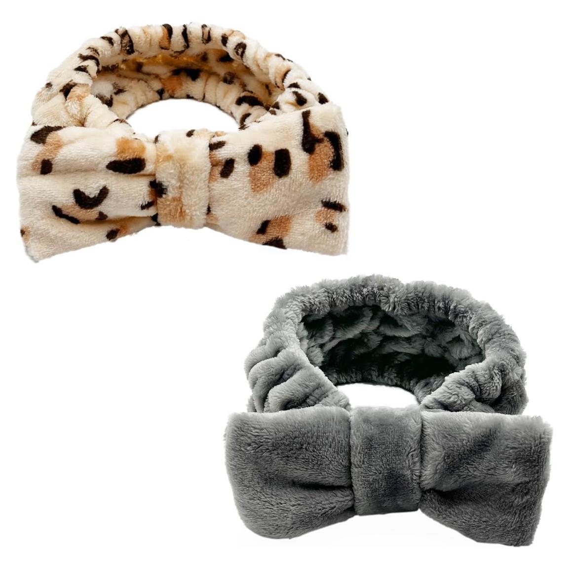 Paquete de 2 diademas de spa de terciopelo con lazo