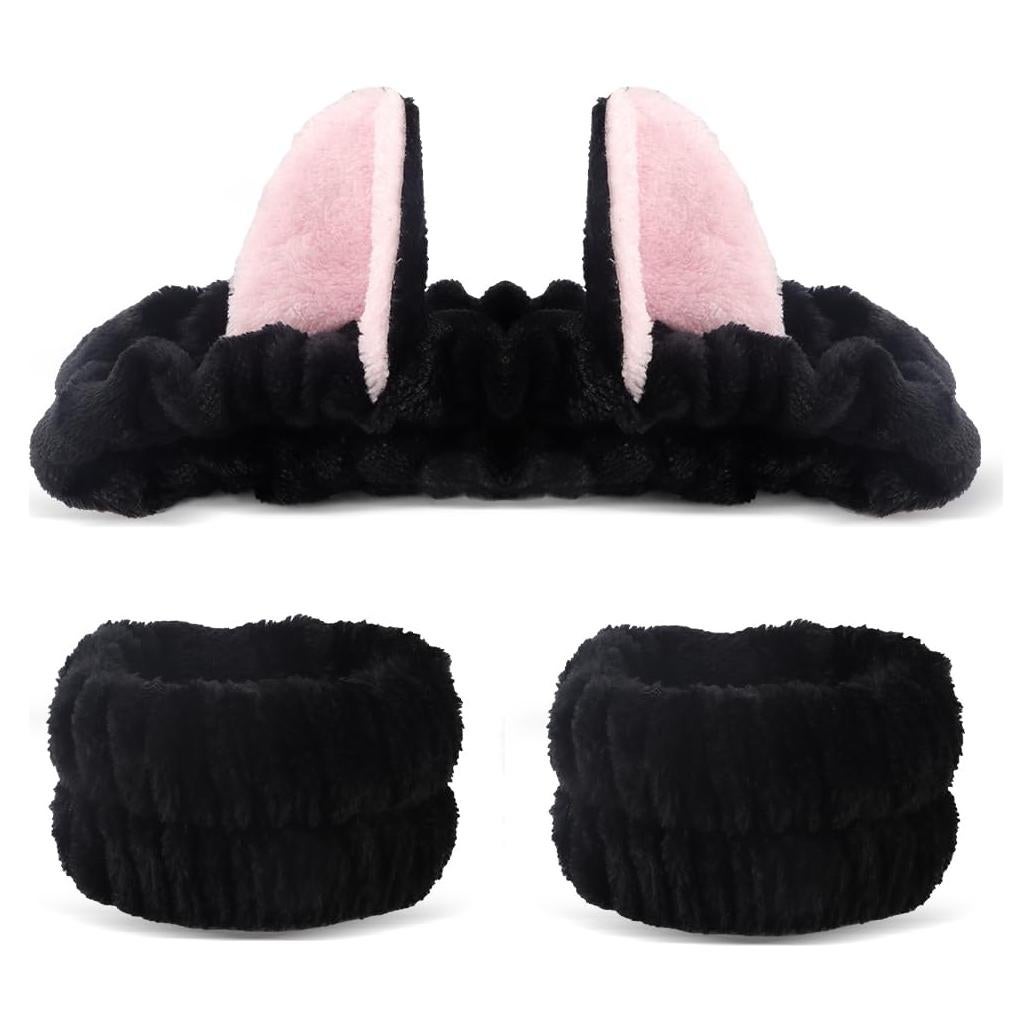 Diadema de Orejas de Gato FASOTY - Conjunto Spa 3PCS Negro