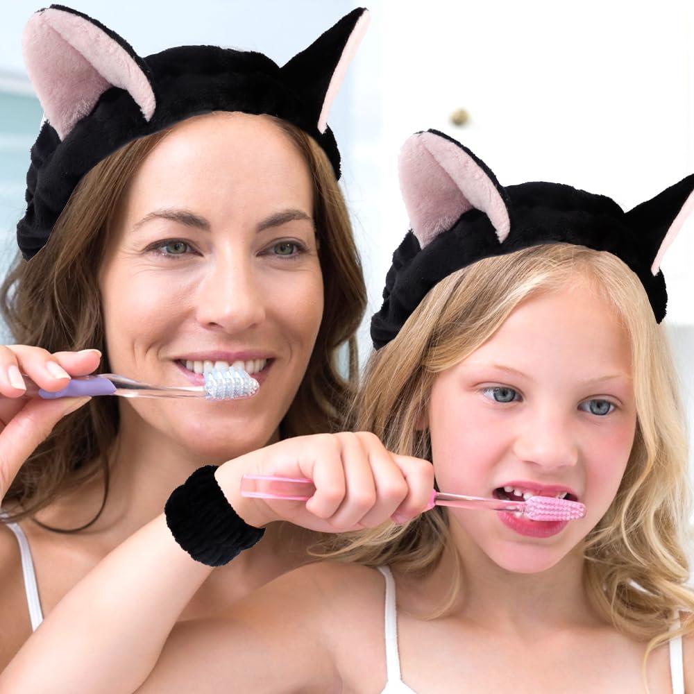 Diadema de Orejas de Gato FASOTY - Conjunto Spa 3PCS Negro