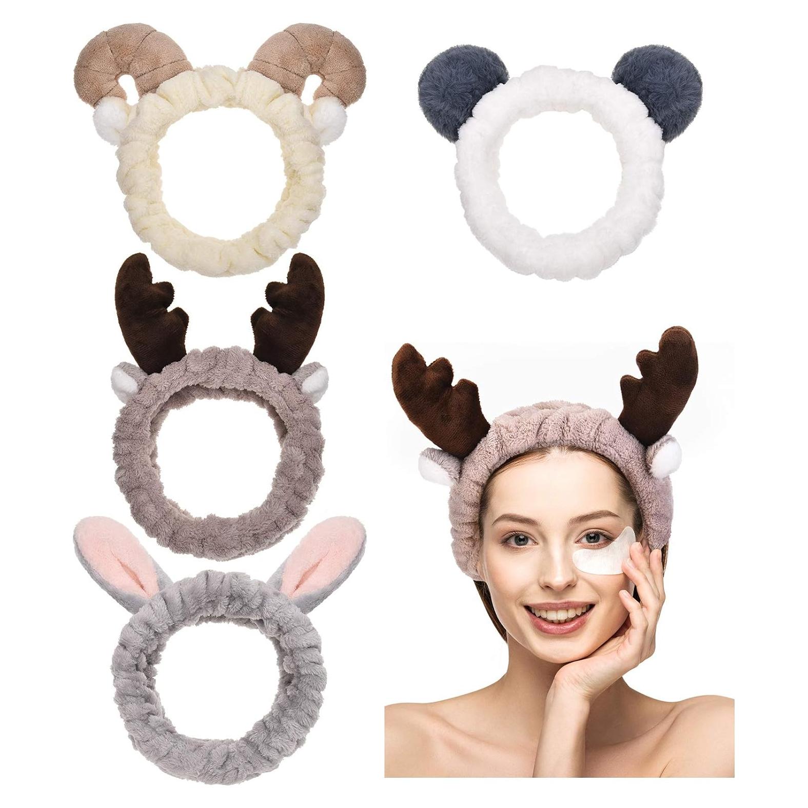 Diademas de Orejas de Animales Chuangdi - 4 Piezas para Ducha y Spa