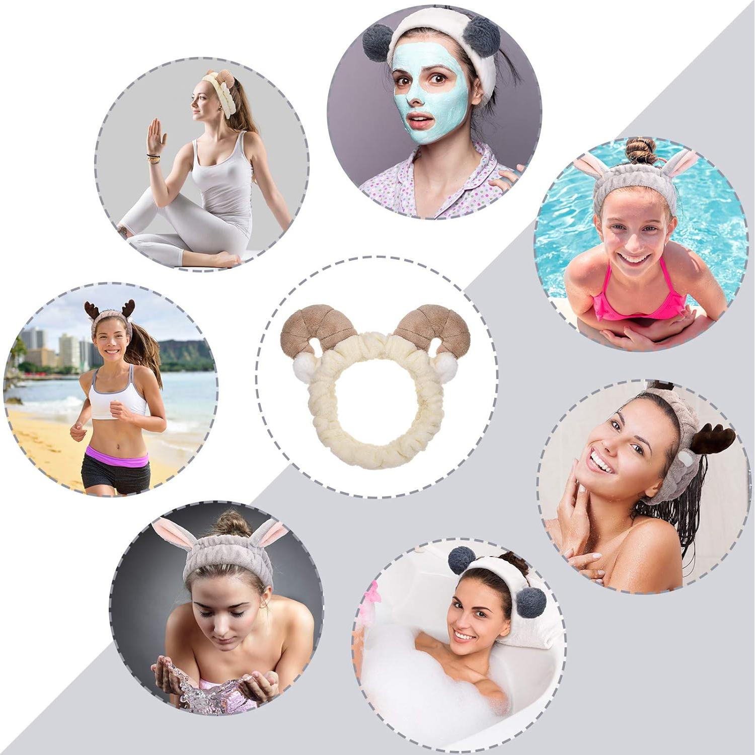 Diademas de Orejas de Animales Chuangdi - 4 Piezas para Ducha y Spa