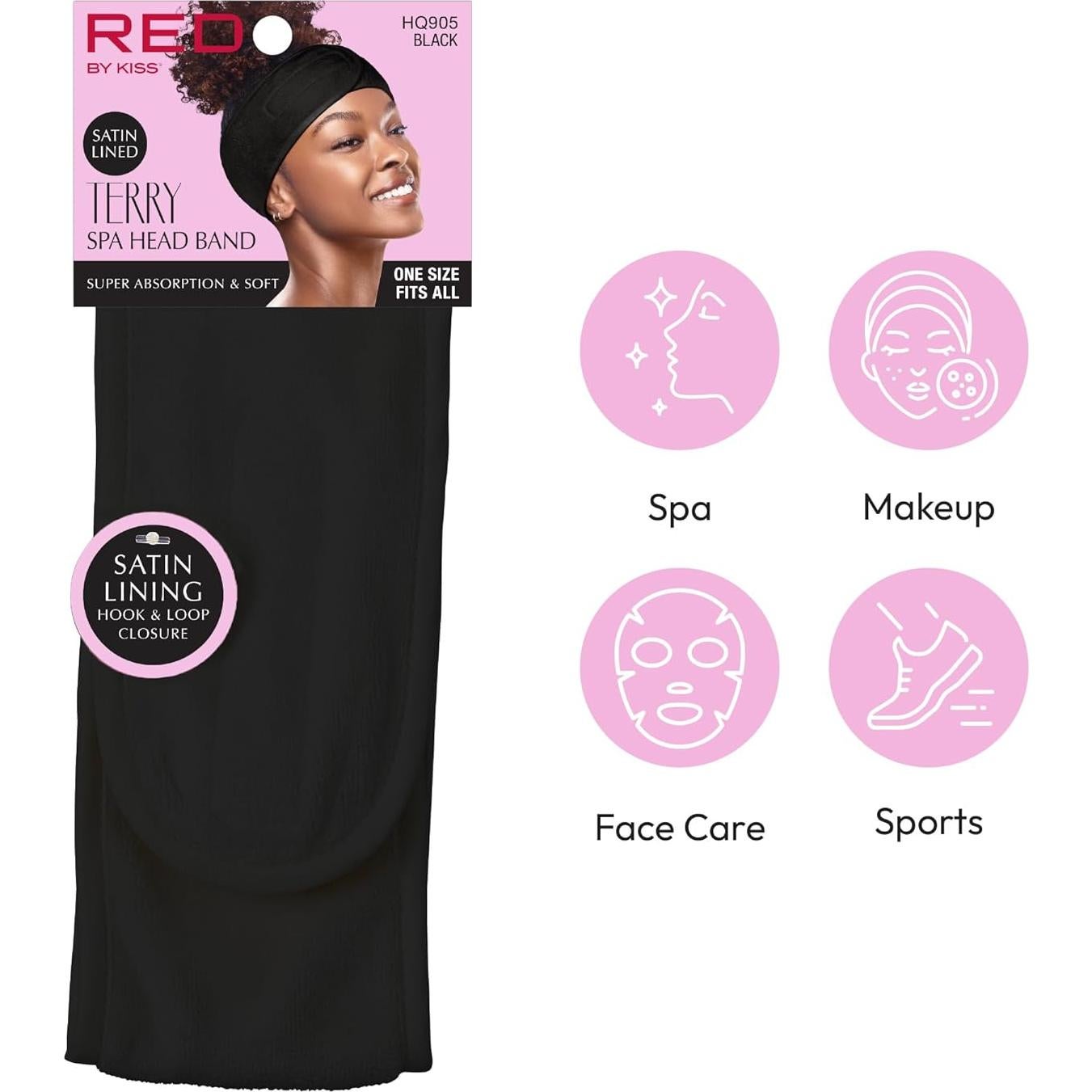 Banda de Spa Red by Kiss Ajustable con Cierre Velcro - Negro