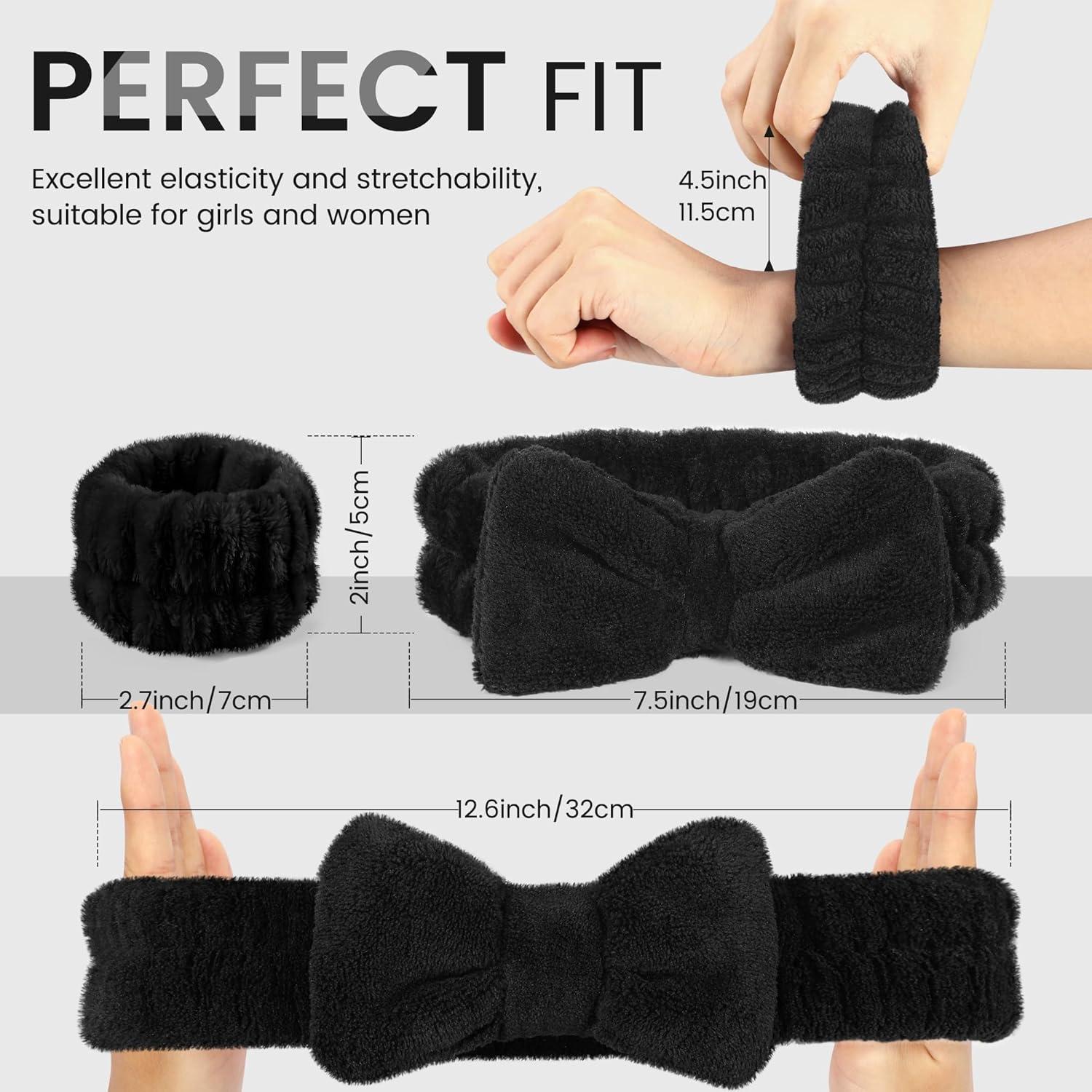 Conjunto Diademas y Muñequera Crosize Negro para Cuidado Facial