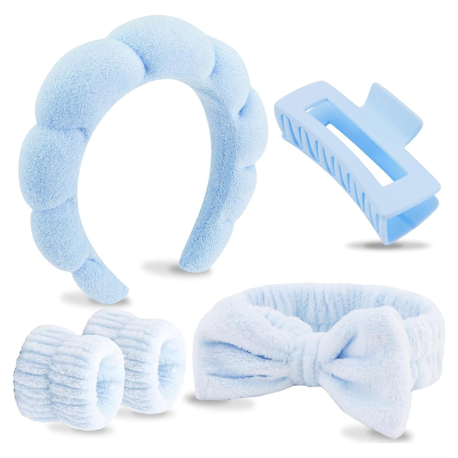 Diademas de Spa Velscrun Azul 5 Pcs para Cuidado Facial
