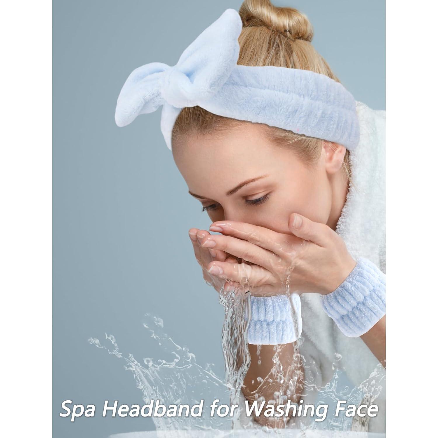 Diademas de Spa Velscrun Azul 5 Pcs para Cuidado Facial