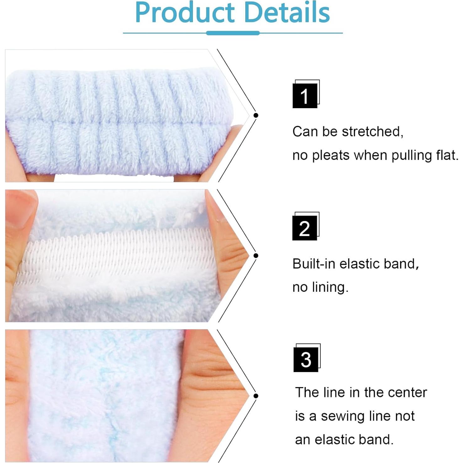 Diademas de Spa Velscrun Azul 5 Pcs para Cuidado Facial