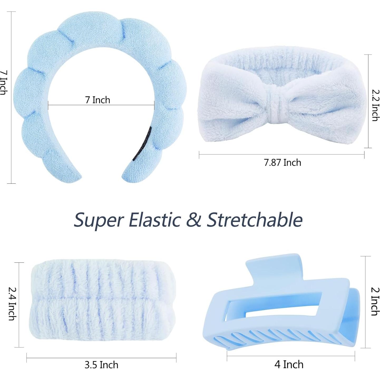 Diademas de Spa Velscrun Azul 5 Pcs para Cuidado Facial