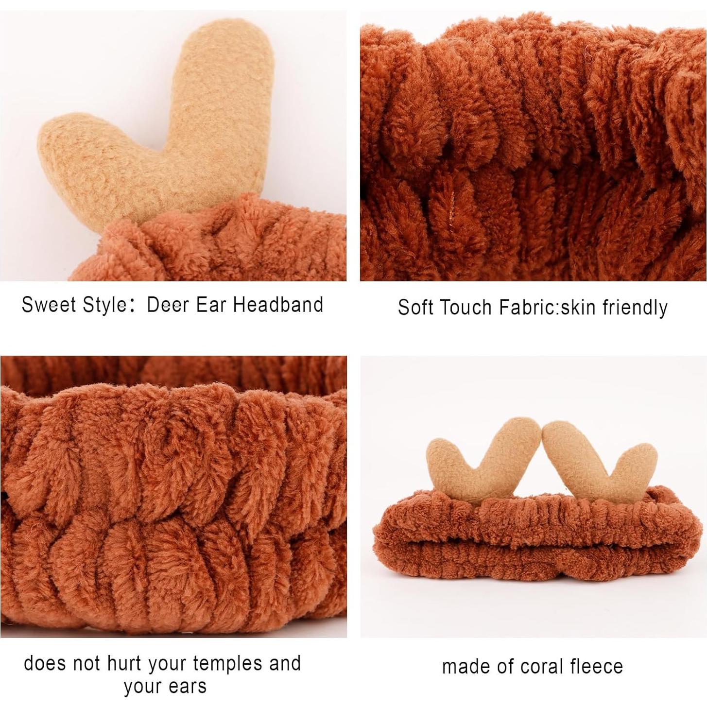 Diadema de Cuidado de Piel Aushamtai con Cuernos de Reno 6 Piezas