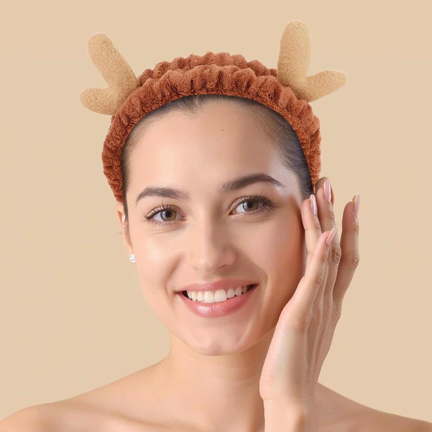 Diadema de Cuidado de Piel Aushamtai con Cuernos de Reno 6 Piezas