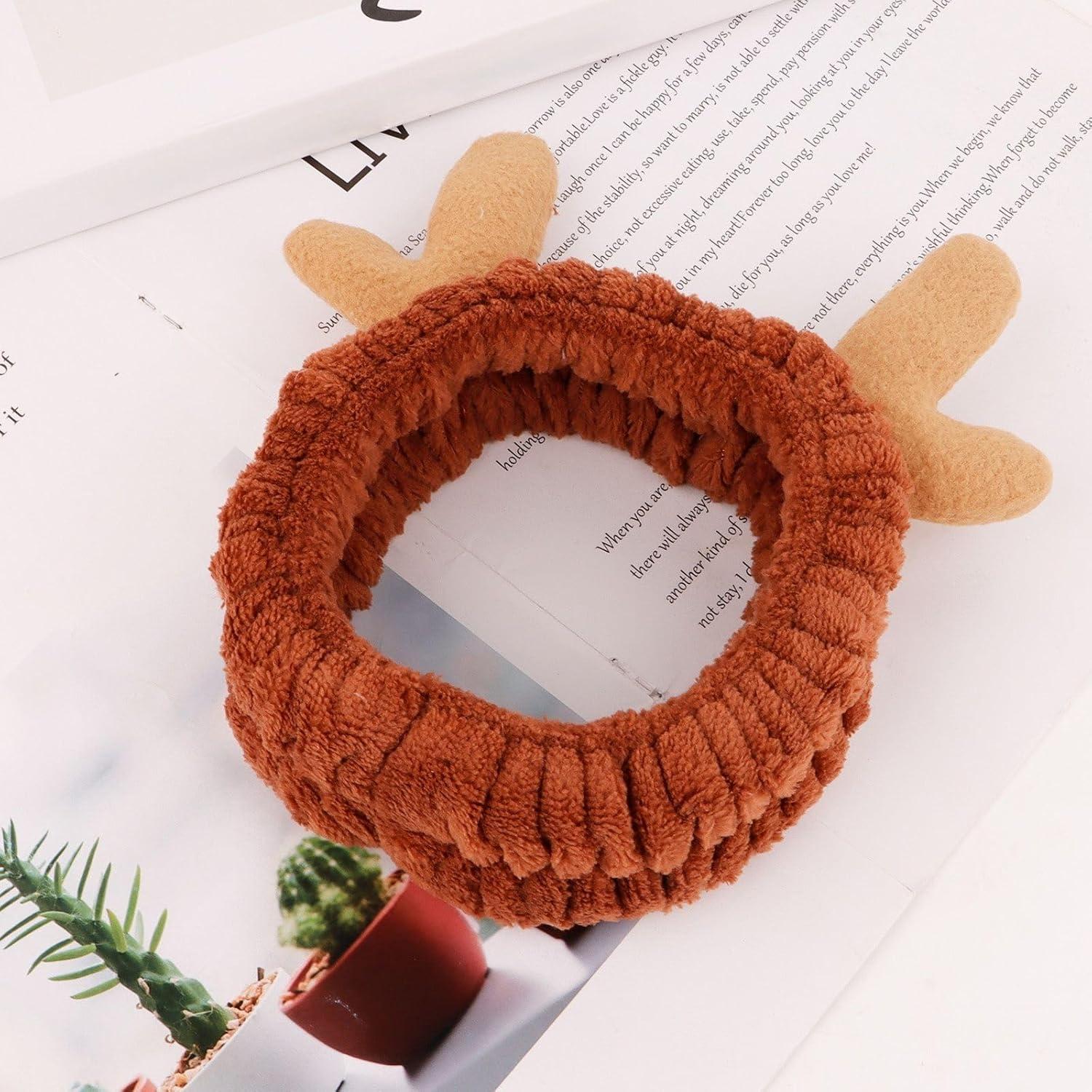 Diadema de Cuidado de Piel Aushamtai con Cuernos de Reno 6 Piezas