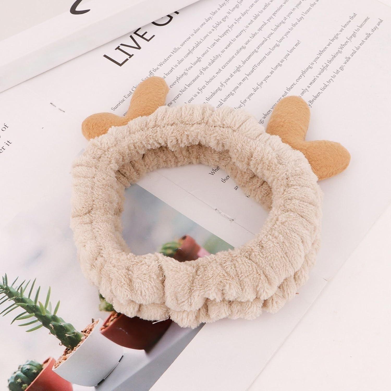 Diadema de Cuidado de Piel Aushamtai con Cuernos de Reno 6 Piezas