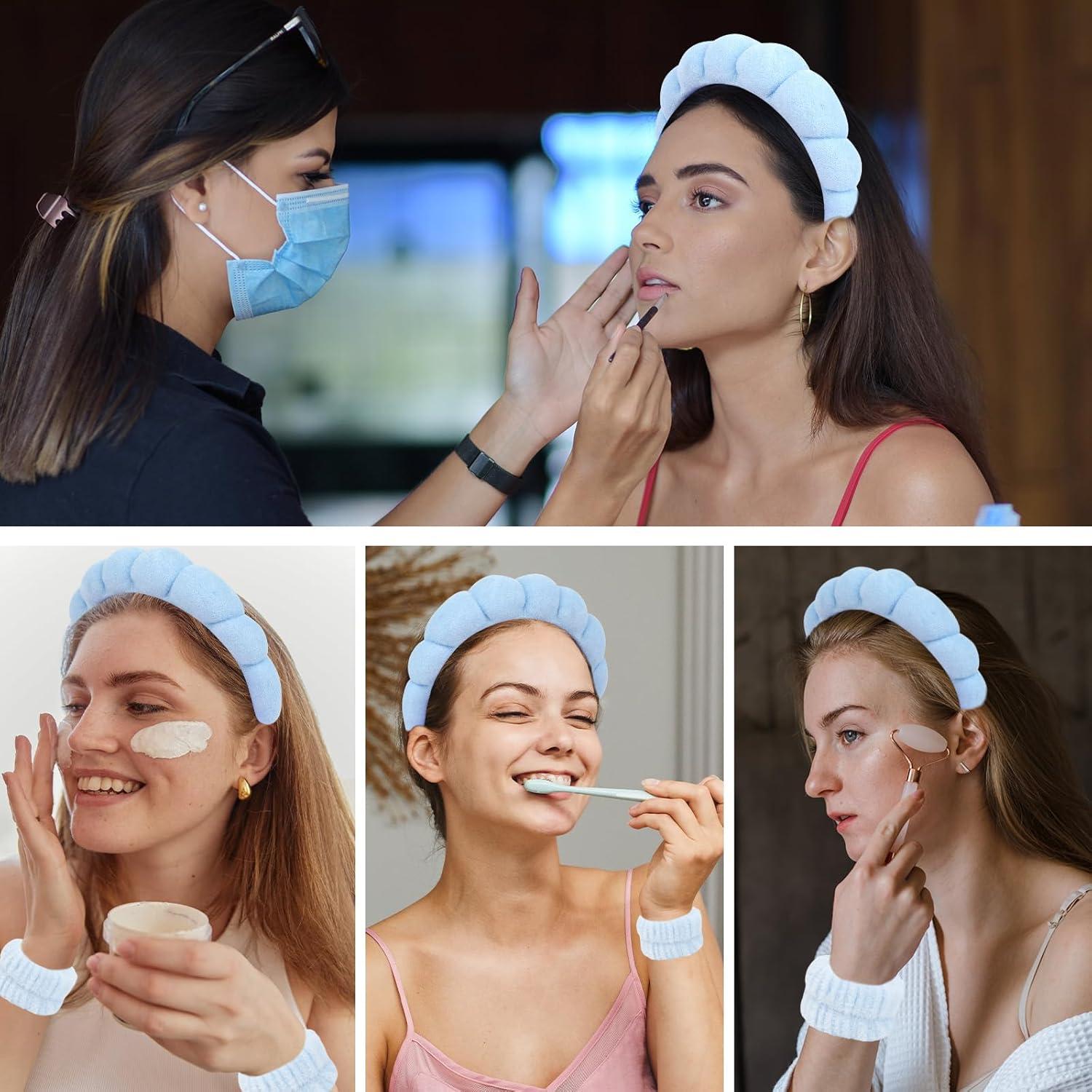 Juego de Spa Azul 6 Piezas ACO-UINT - Diademas y Muñequera