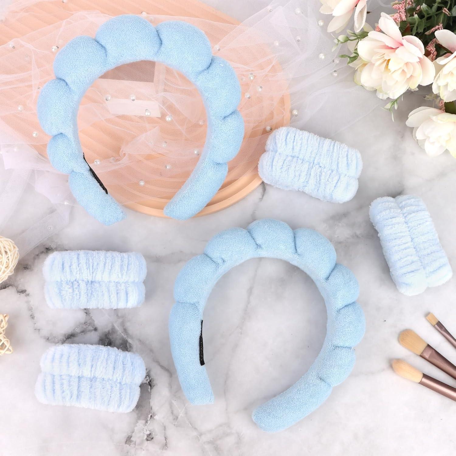 Juego de Spa Azul 6 Piezas ACO-UINT - Diademas y Muñequera