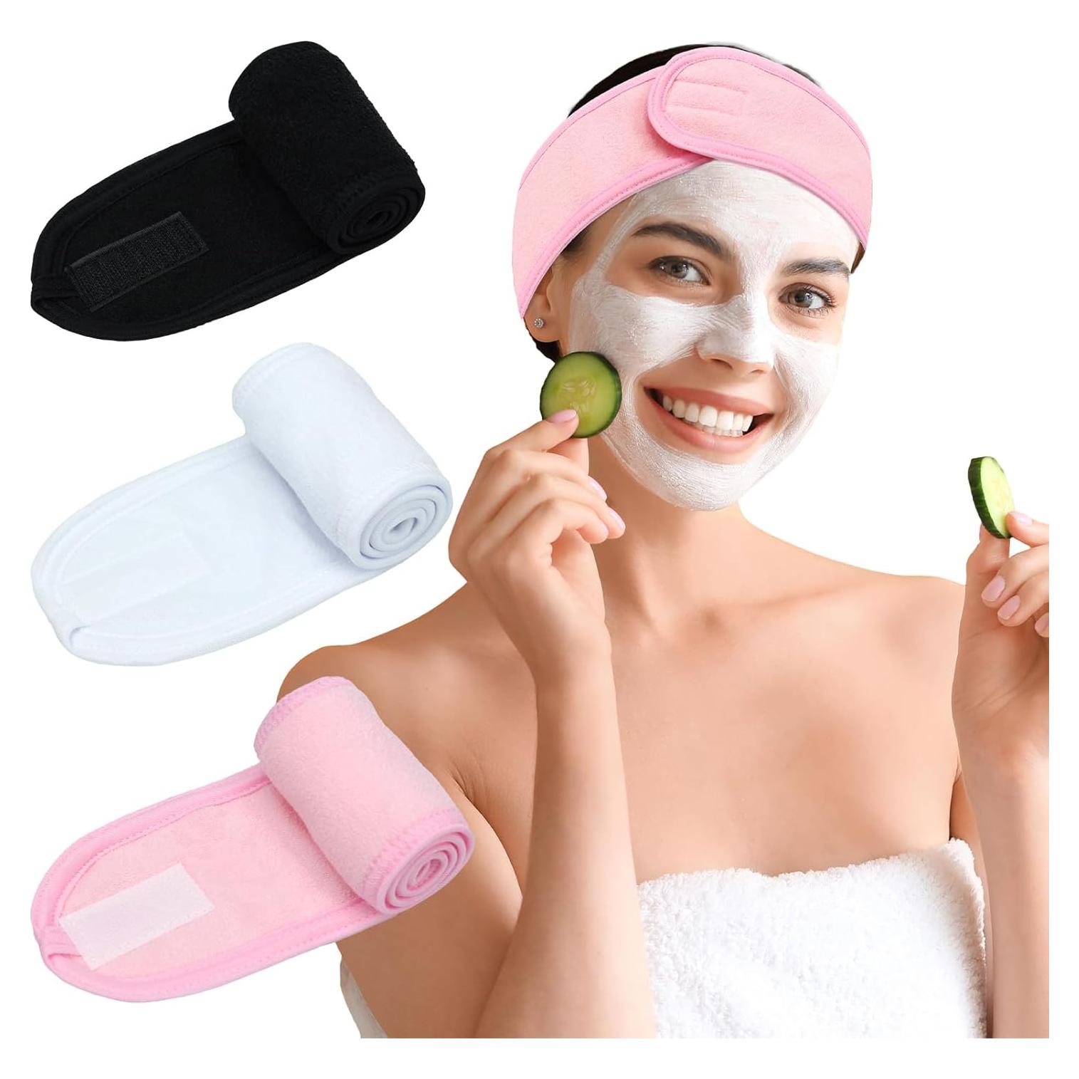 Paquete de 3 Diademas Faciales Pejnl - Ajustables y Suaves