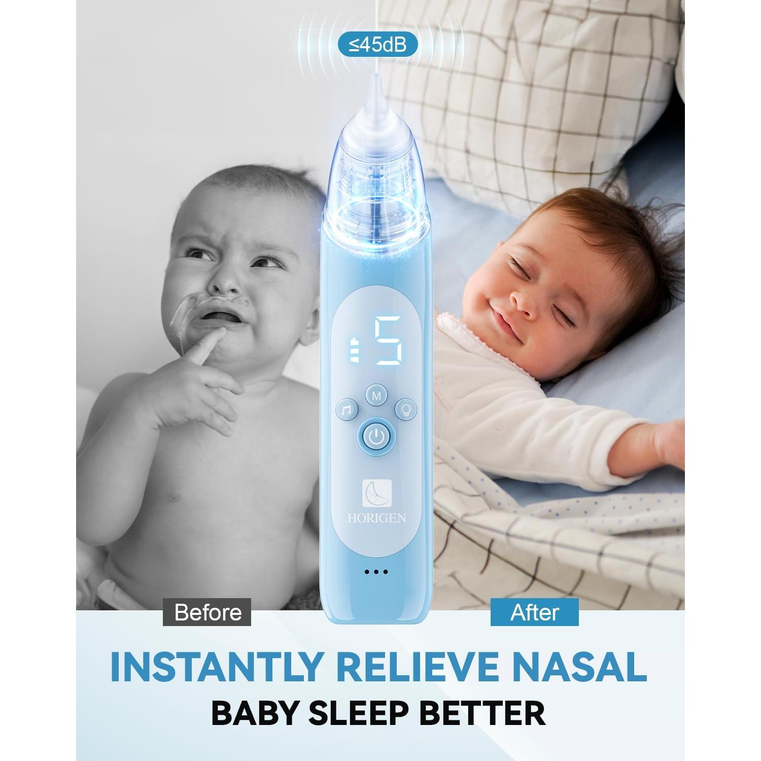 Aspirador Nasal Eléctrico HORIGEN para Bebé 5 Niveles USB-C