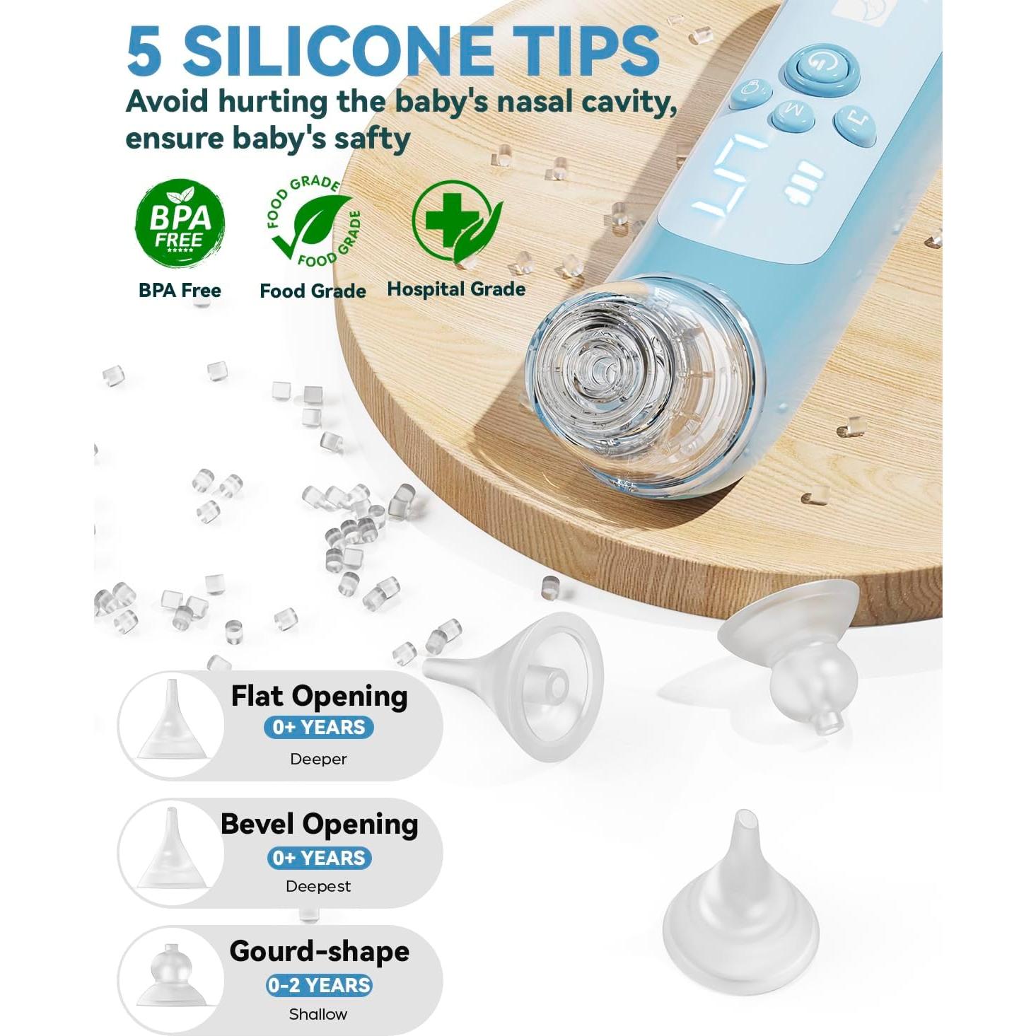 Aspirador Nasal Eléctrico HORIGEN para Bebé 5 Niveles USB-C