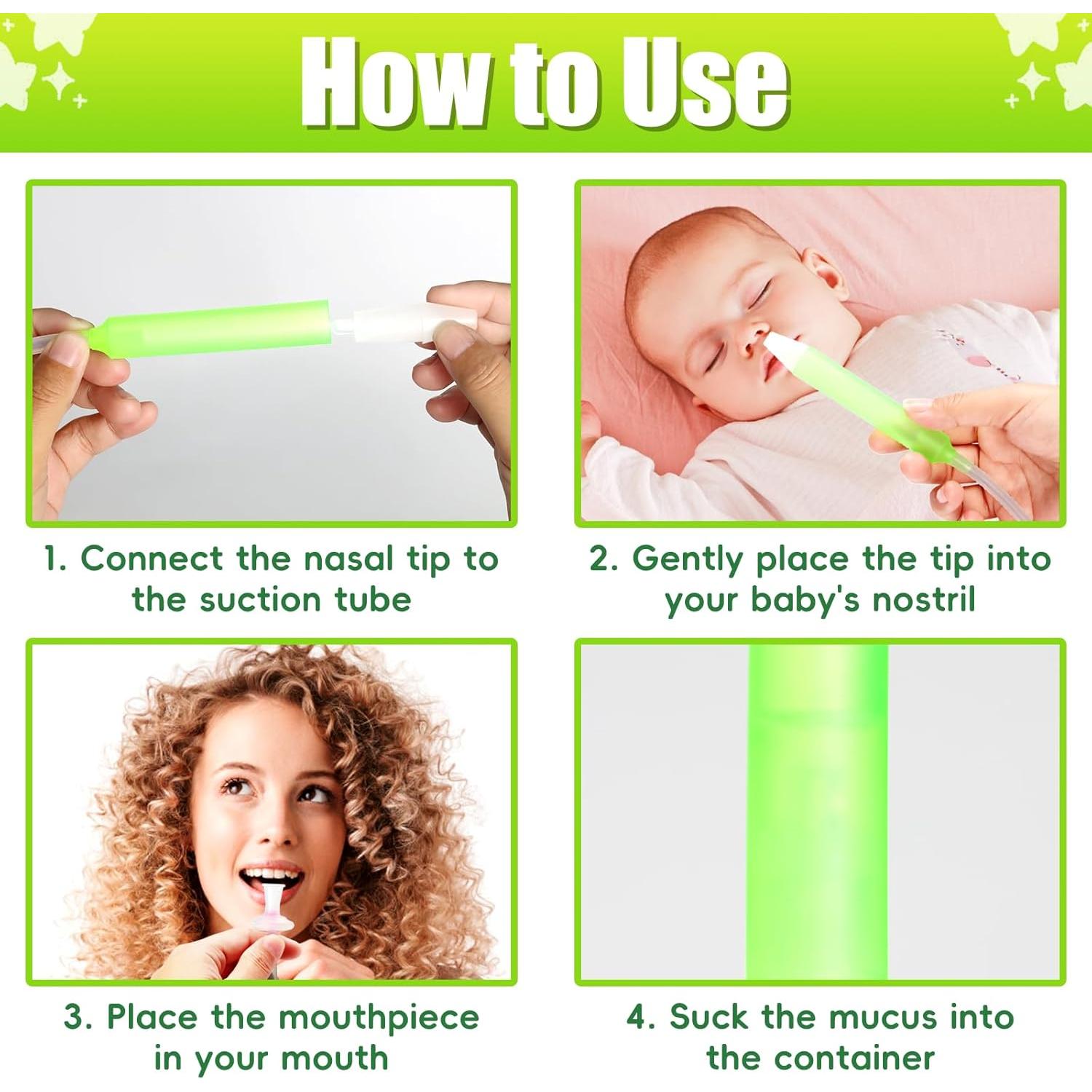 Aspirador Nasal para Bebés KARFRI con 25 Filtros y 2 Puntas