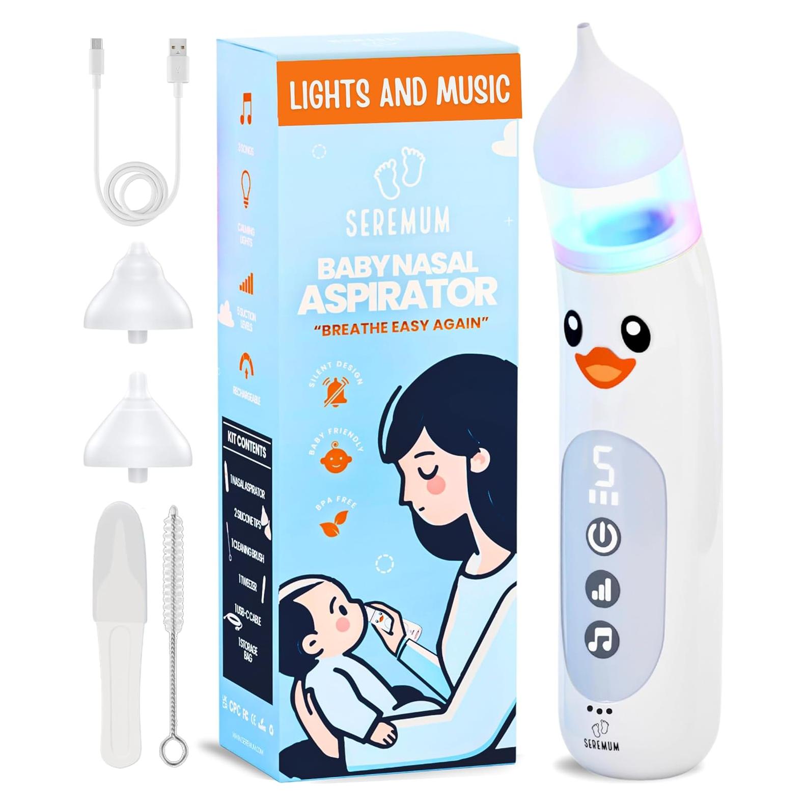 Aspirador Nasal Eléctrico SEREMUM para Bebé con Luz LED