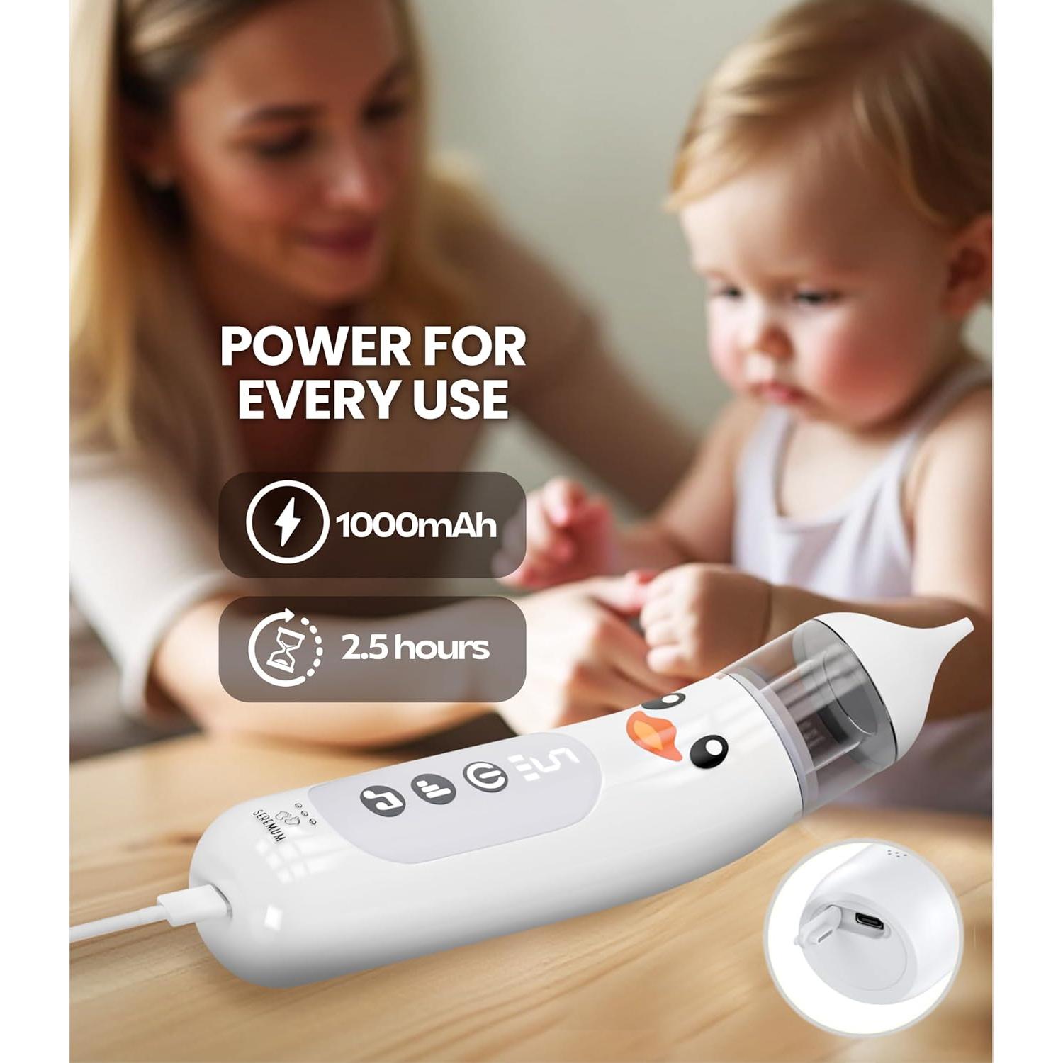 Aspirador Nasal Eléctrico SEREMUM para Bebé con Luz LED