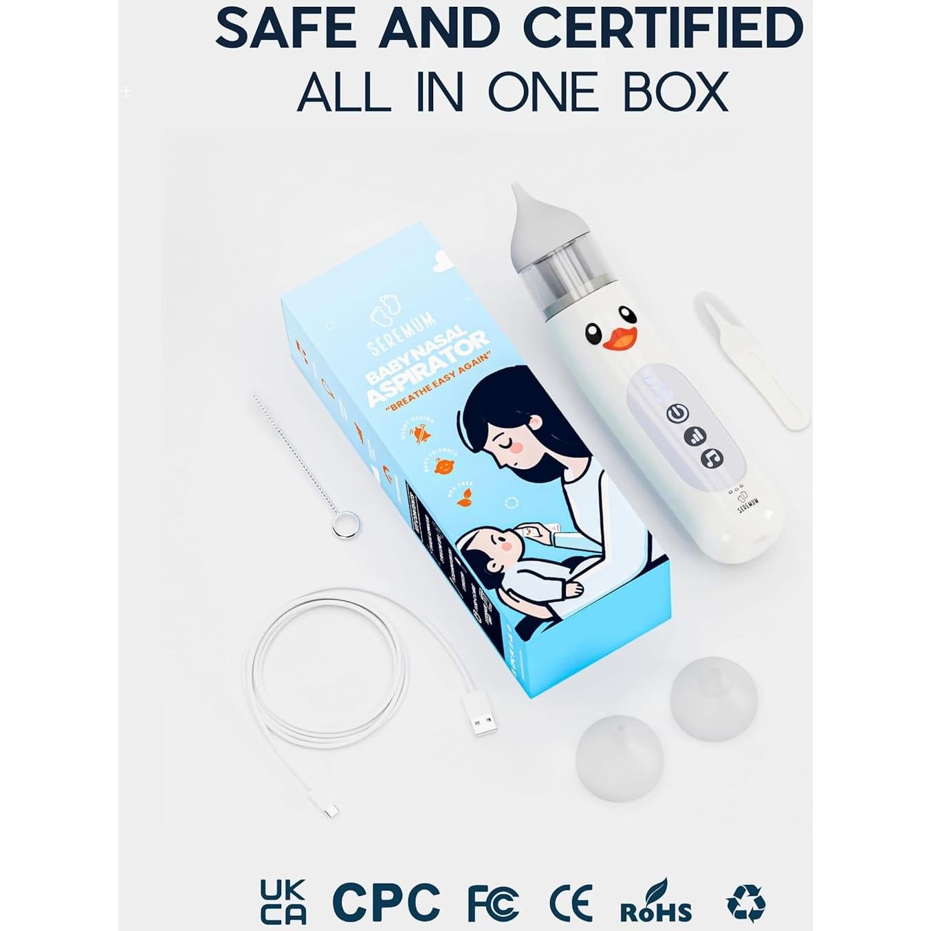 Aspirador Nasal Eléctrico SEREMUM para Bebé con Luz LED