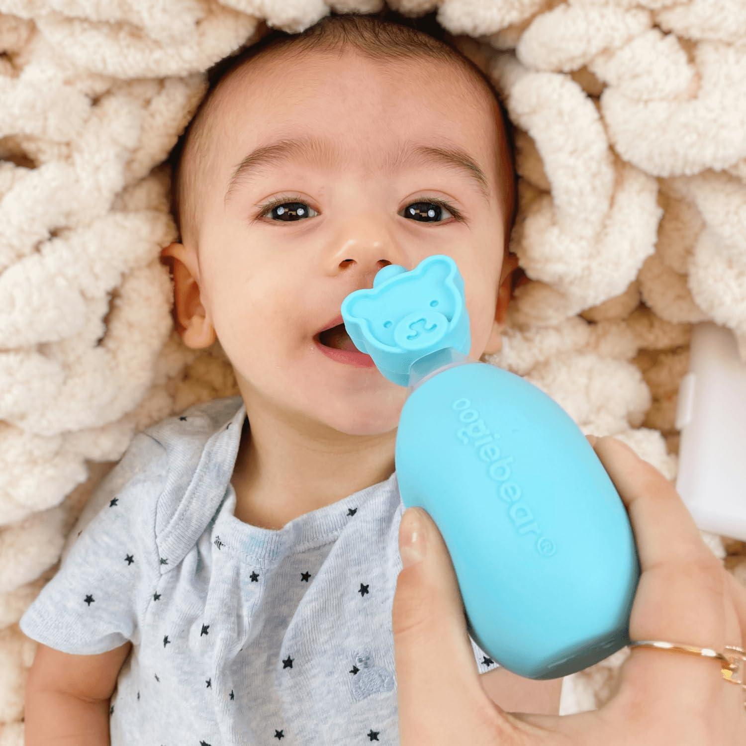 Aspirador Nasal Oogiebear para Bebés - Bulbo de Silicona Azul