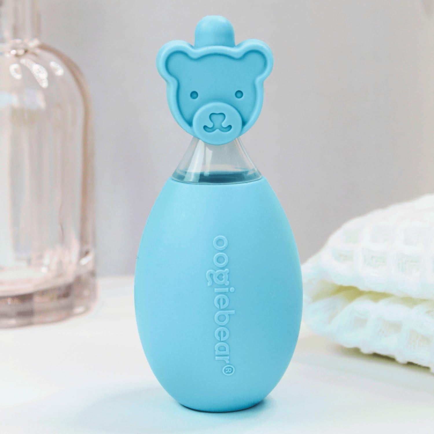 Aspirador Nasal Oogiebear para Bebés - Bulbo de Silicona Azul