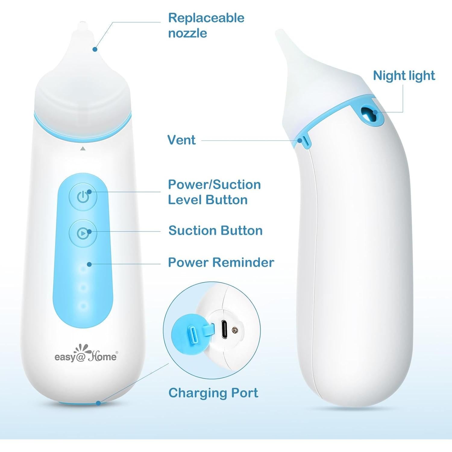 Aspirador Nasal Eléctrico Easy@Home ENA102 con Luz LED