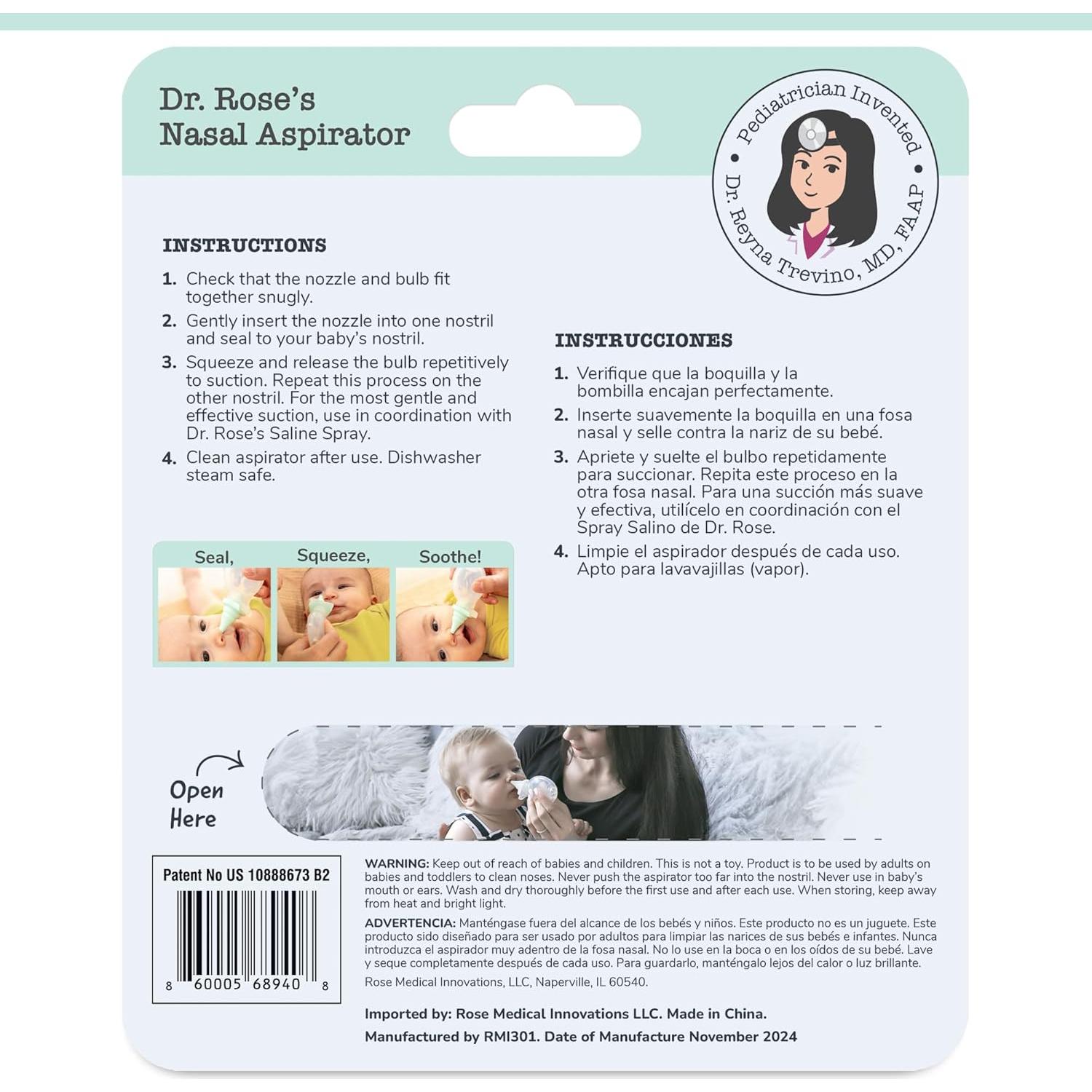 Aspirador Nasal Dr. Rose para Bebé Doble Succión 1 Unidad