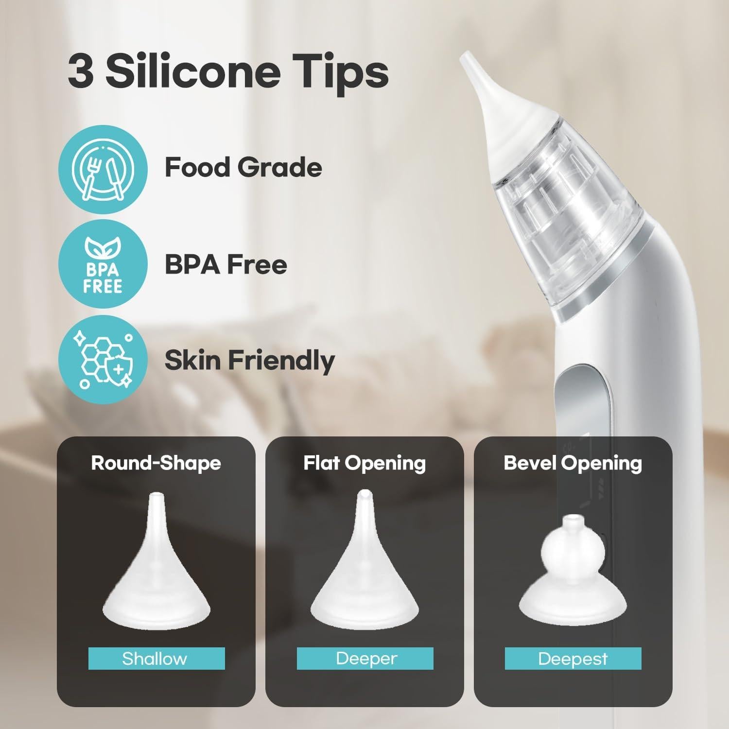 Aspirador Nasal Eléctrico HubiBaby con 3 Niveles de Succión