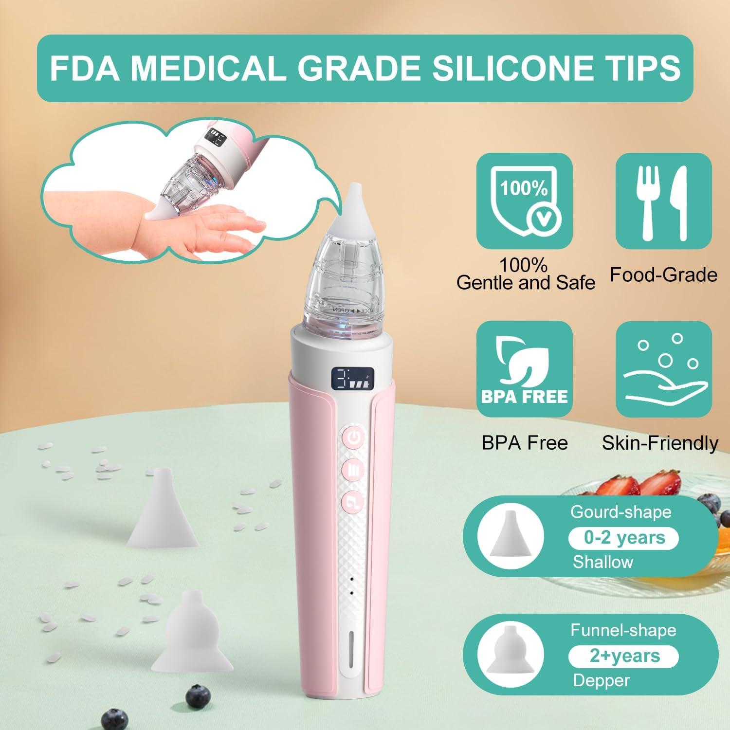 Aspirador Nasal Eléctrico Bebé Dongguan, IPX6, Autolimpiante, Rosa