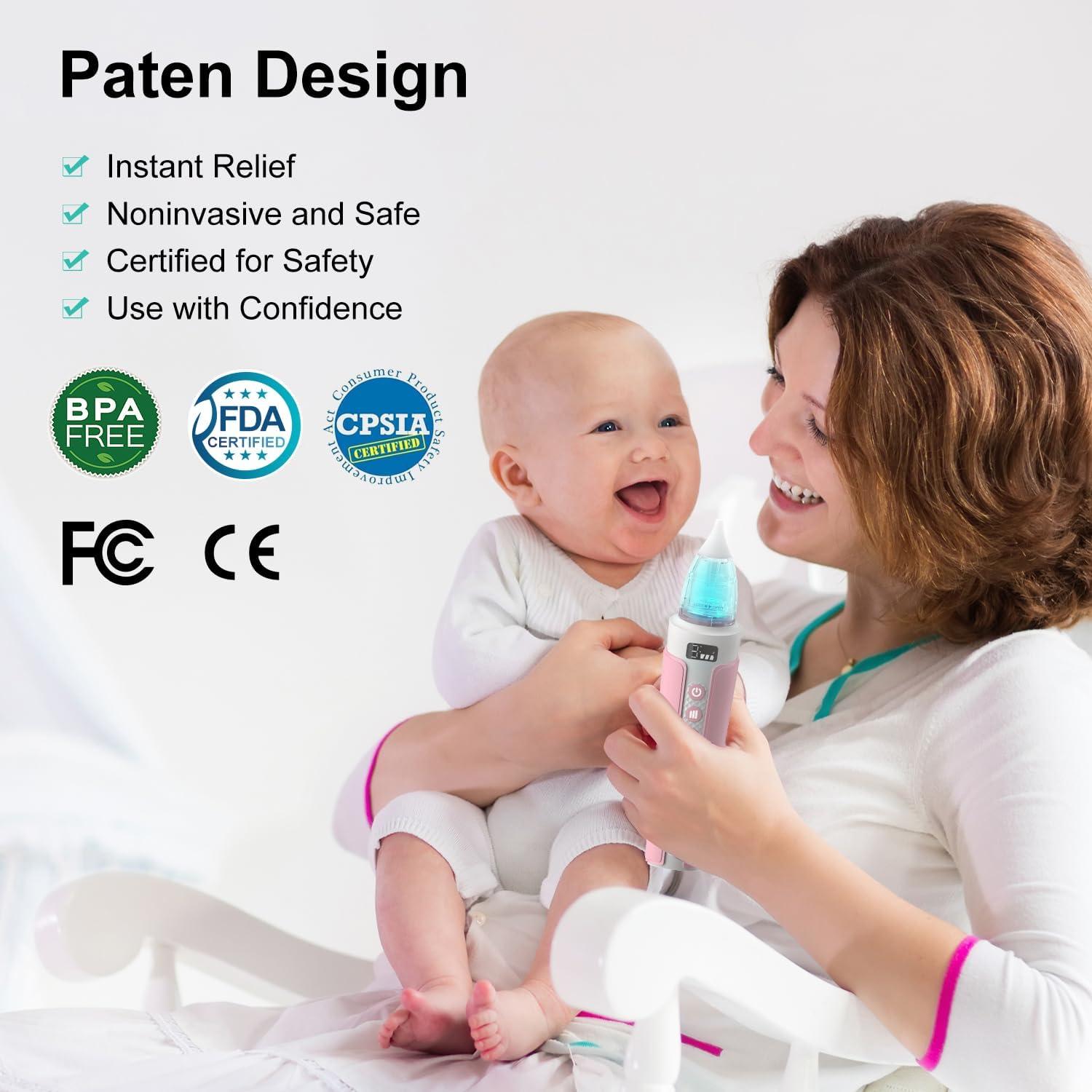 Aspirador Nasal Eléctrico Bebé Dongguan, IPX6, Autolimpiante, Rosa