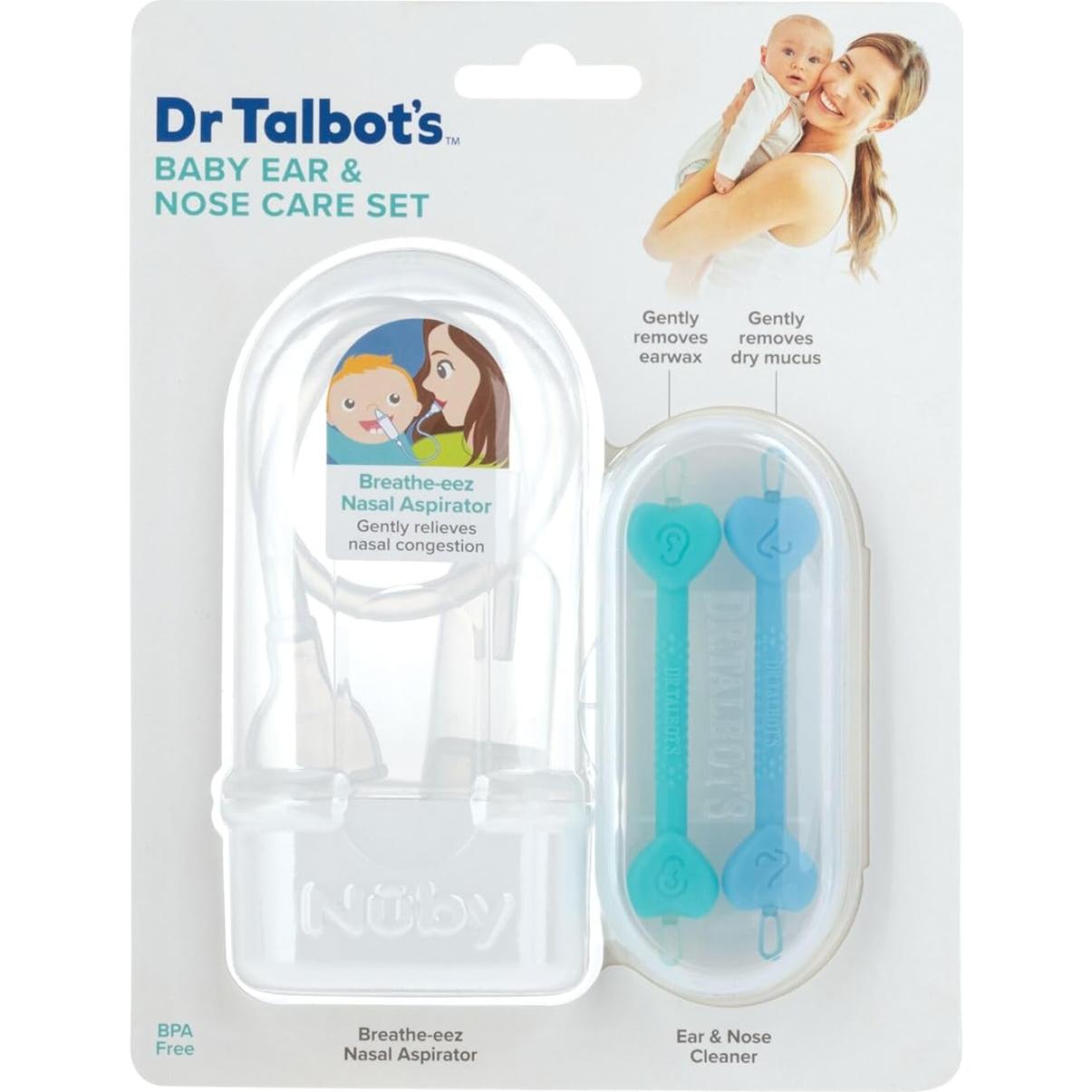 Juego de Cuidado de Nariz y Oídos para Bebés Dr. Talbot - Aspirador Nasal y Limpiadores
