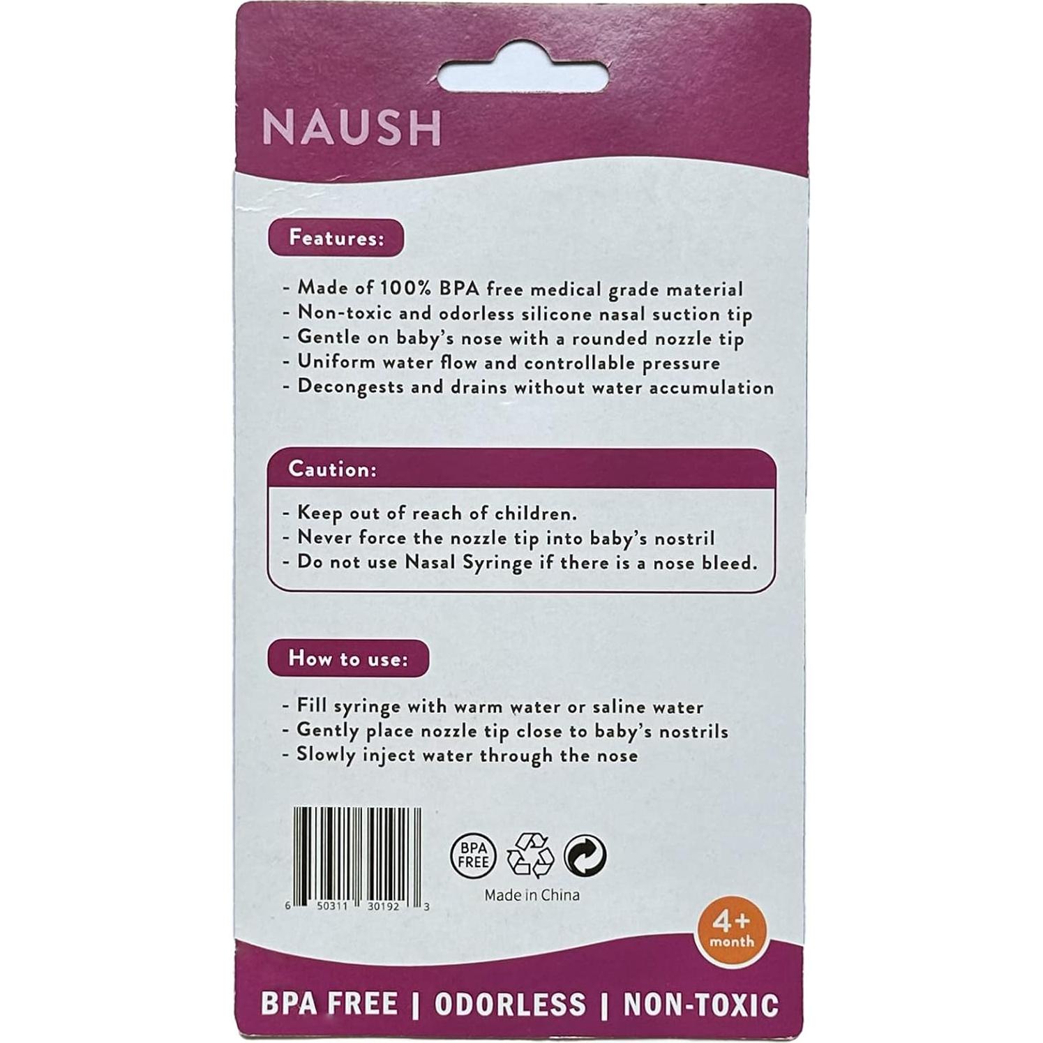 Aspirador Nasal para Bebé NAUSH - Jeringa 10ml Silicona BPA Free