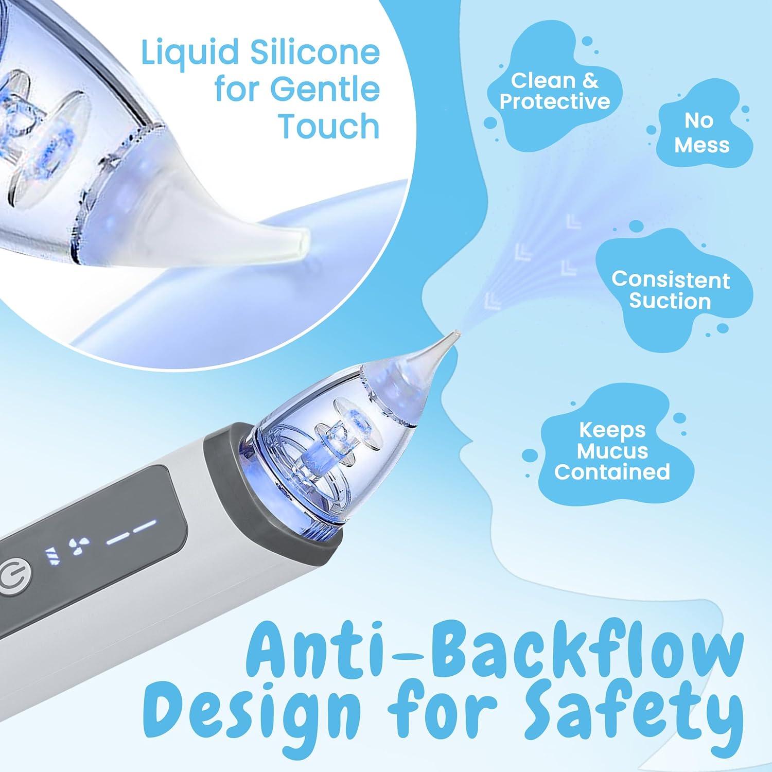 Aspirador Nasal Eléctrico IGGODO para Bebé - Succión Ajustable, Música y Luz