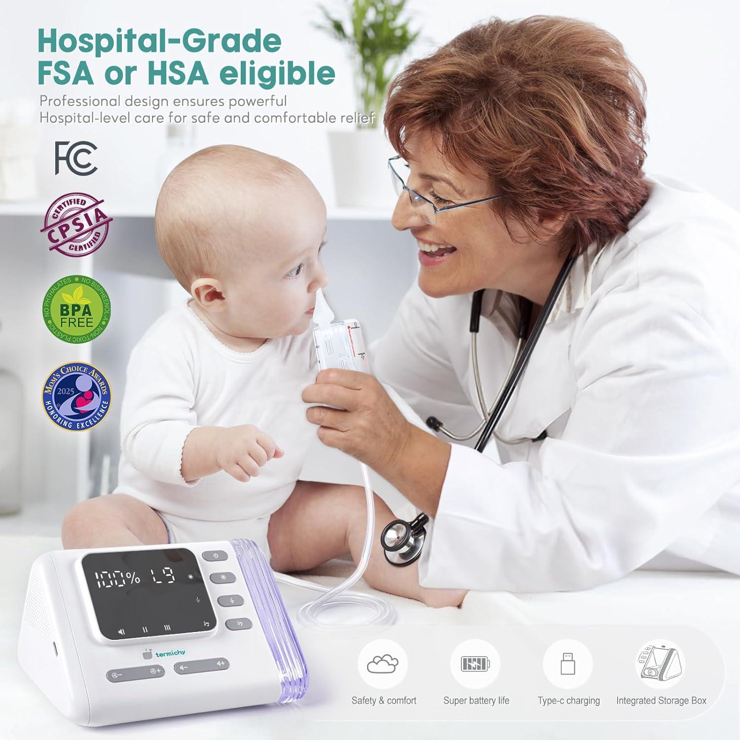 Aspirador Nasal Eléctrico Termichy BC-023 para Bebés - 9 Niveles de Succión