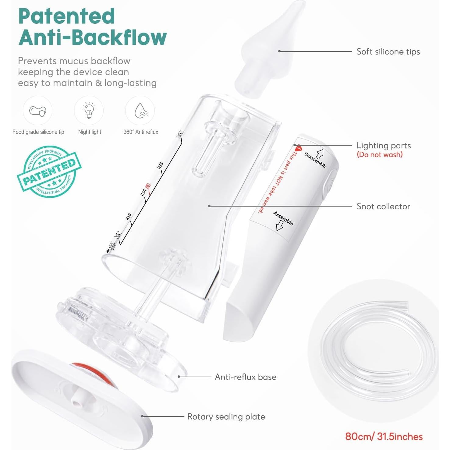 Aspirador Nasal Eléctrico Termichy BC-023 para Bebés - 9 Niveles de Succión