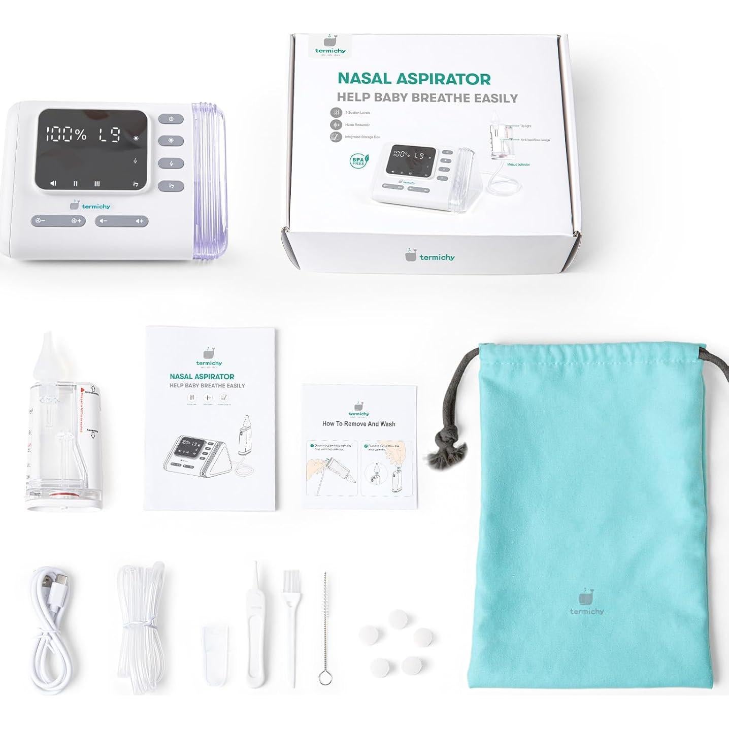Aspirador Nasal Eléctrico Termichy BC-023 para Bebés - 9 Niveles de Succión