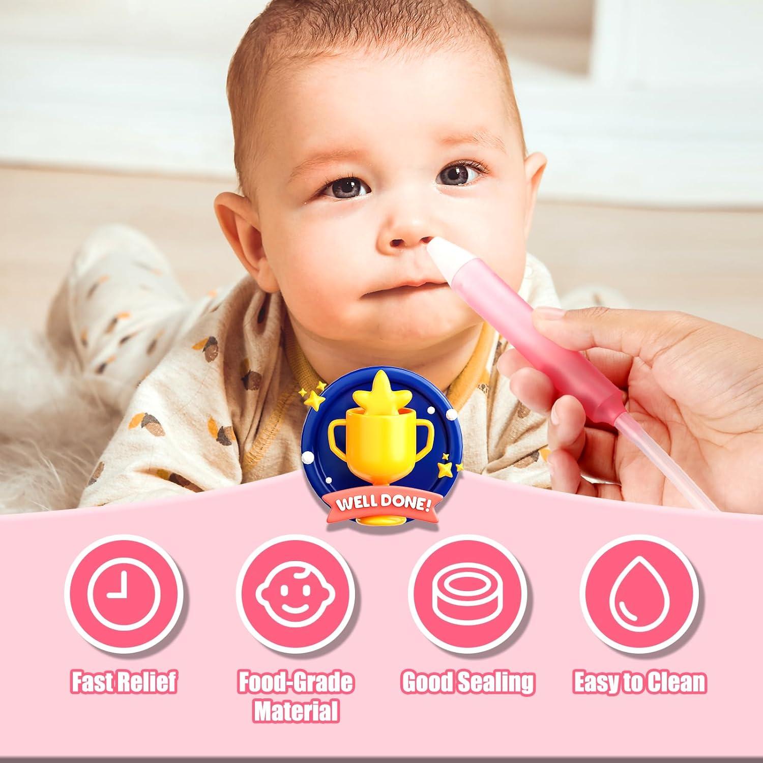 Aspirador Nasal para Bebé AINHYTR Rosa con 2 Puntas y 25 Filtros