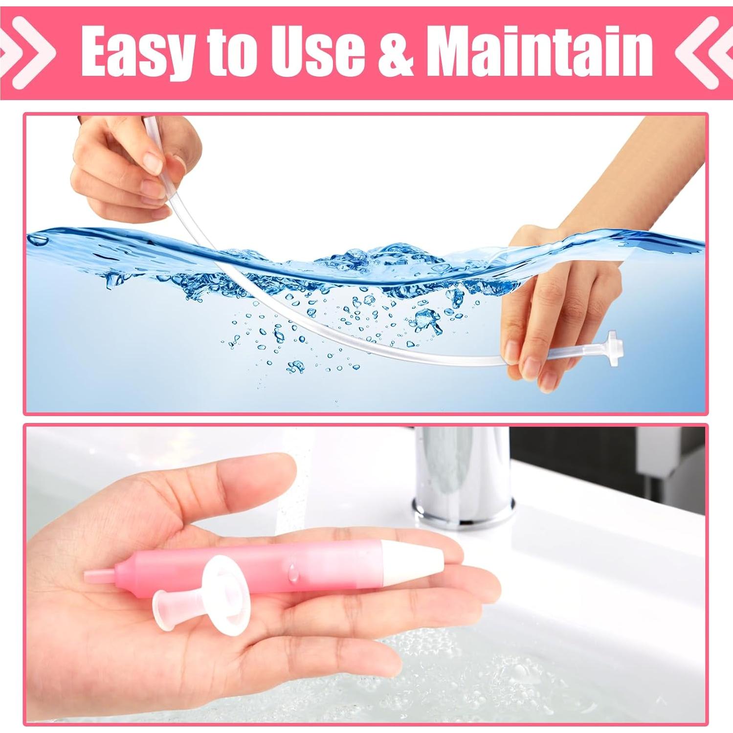 Aspirador Nasal para Bebé AINHYTR Rosa con 2 Puntas y 25 Filtros