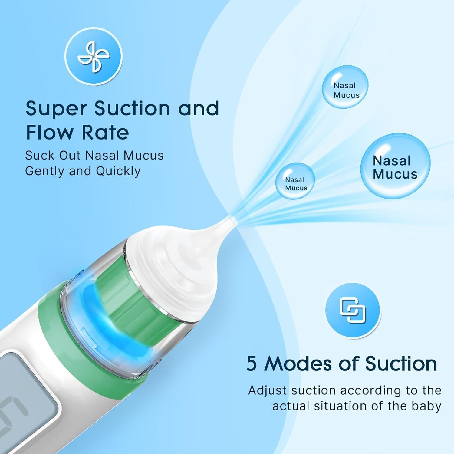 Aspirador Nasal Eléctrico Okimos OKI_6 Verde Profundo 5 Niveles