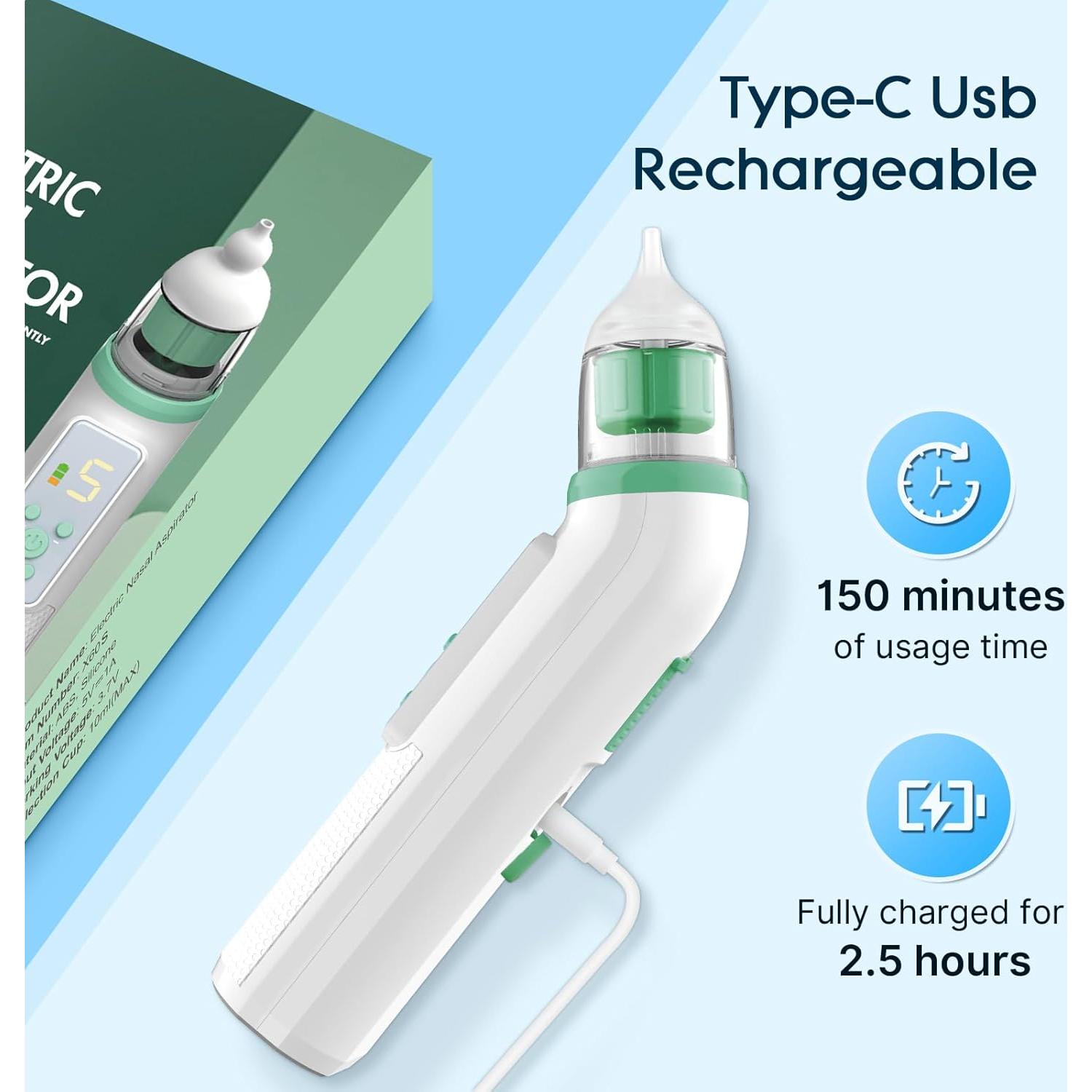 Aspirador Nasal Eléctrico Okimos OKI_6 Verde Profundo 5 Niveles