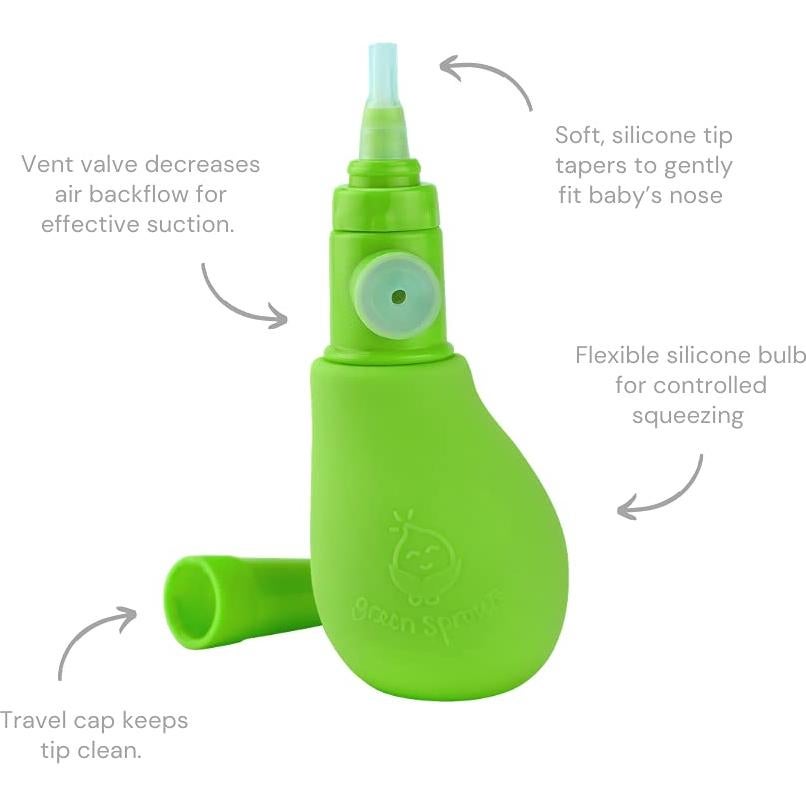 Aspirador Nasal Bulbo Green Sprouts de Silicona y Planta