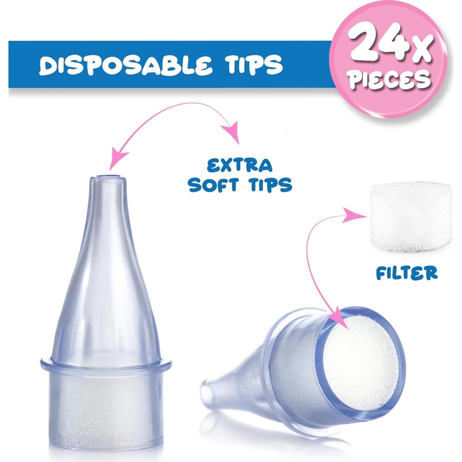 Aspirador Nasal Manual BVE Medikal con 24 Puntas Desechables