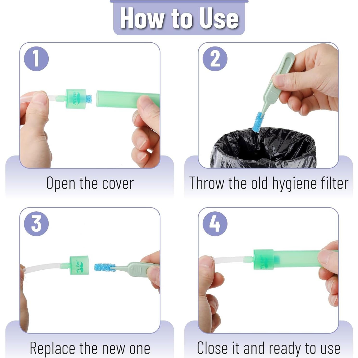 Filtros de Higiene para Aspirador Nasal Bebé Mr. Pen - 100 Unidades