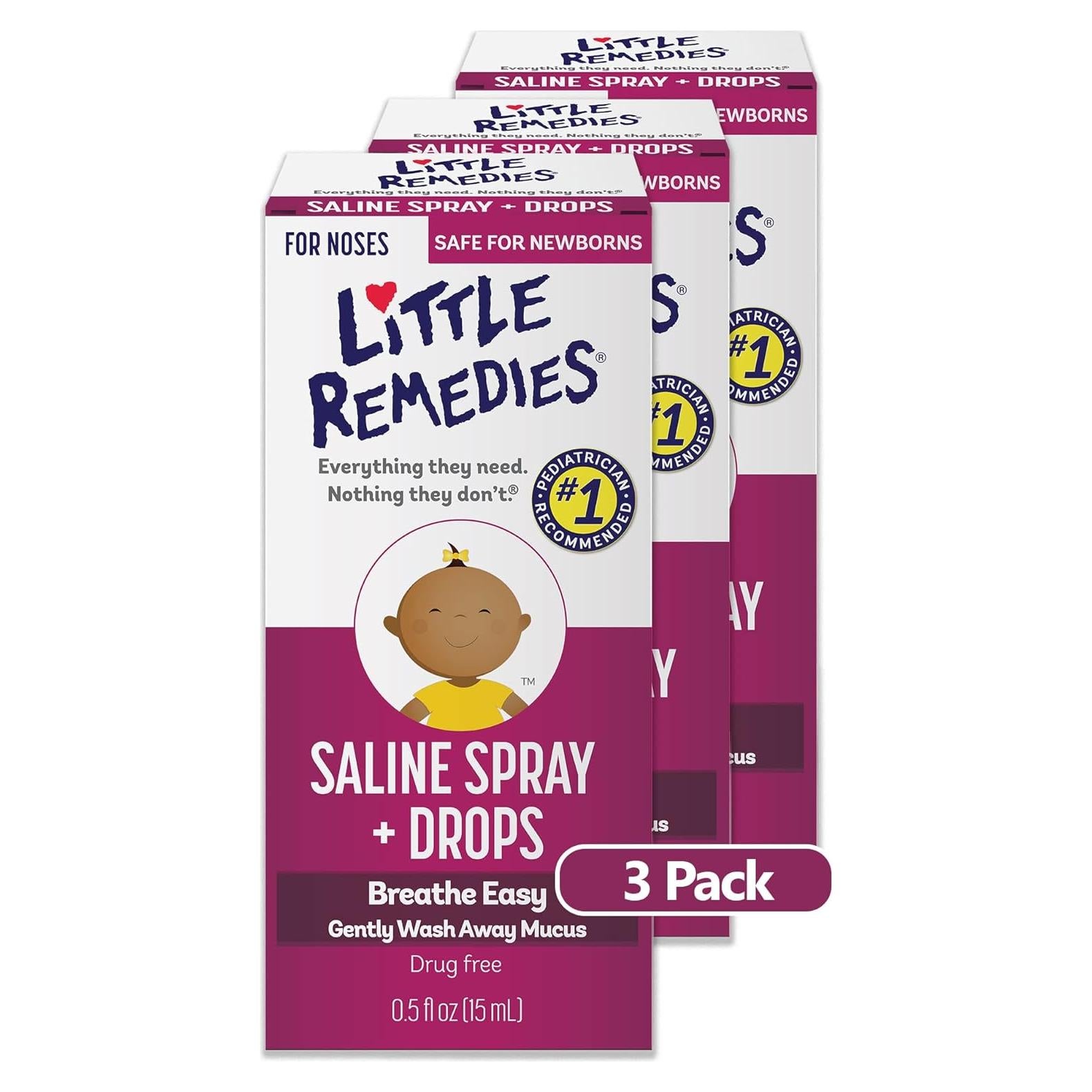 Little Remedies Spray Nasal Salino y Gotas para Bebés 3x15ml