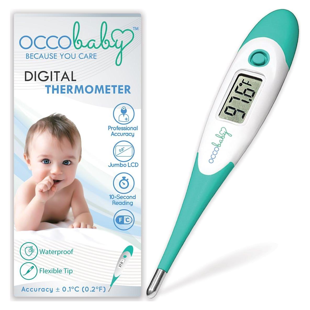 Termómetro Digital Clínico OCCObaby para Bebés - Punta Flexible, Lectura Rápida en 10 Segundos