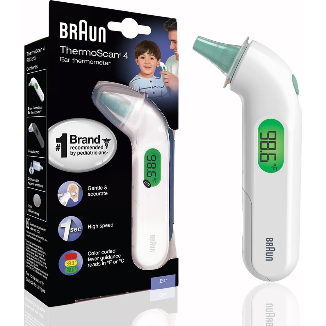 Termómetro Digital de Oído Braun ThermoScan 4 - Precisión Rápida y Codificada por Color