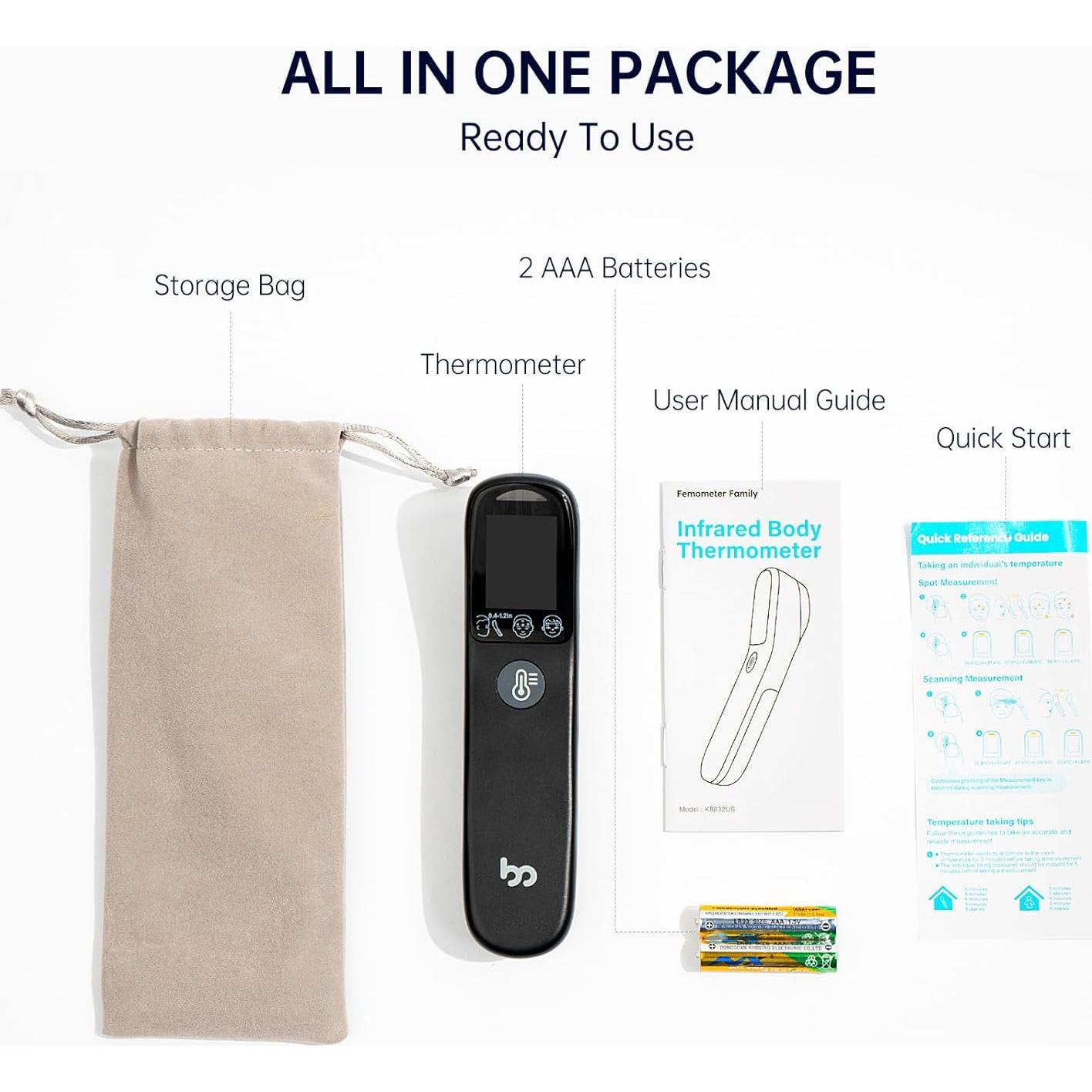 Termómetro Digital Infrarrojo Femometer Family Negro - Preciso y Rápido