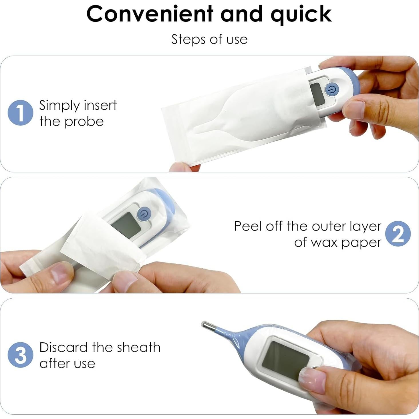 100 Fundas Desechables para Termómetros Digitales ONETWOTHREE