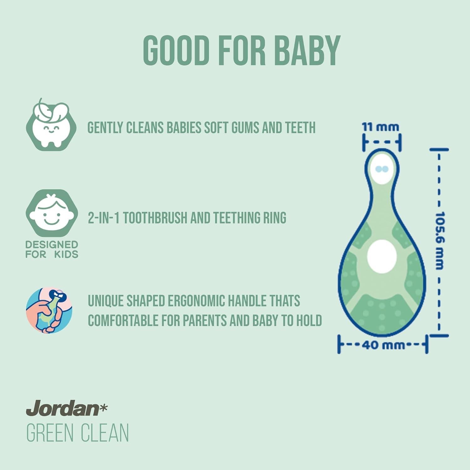 Cepillo de Dientes Jordan Green Clean Bebés 0-2 Años - 3 Unidades